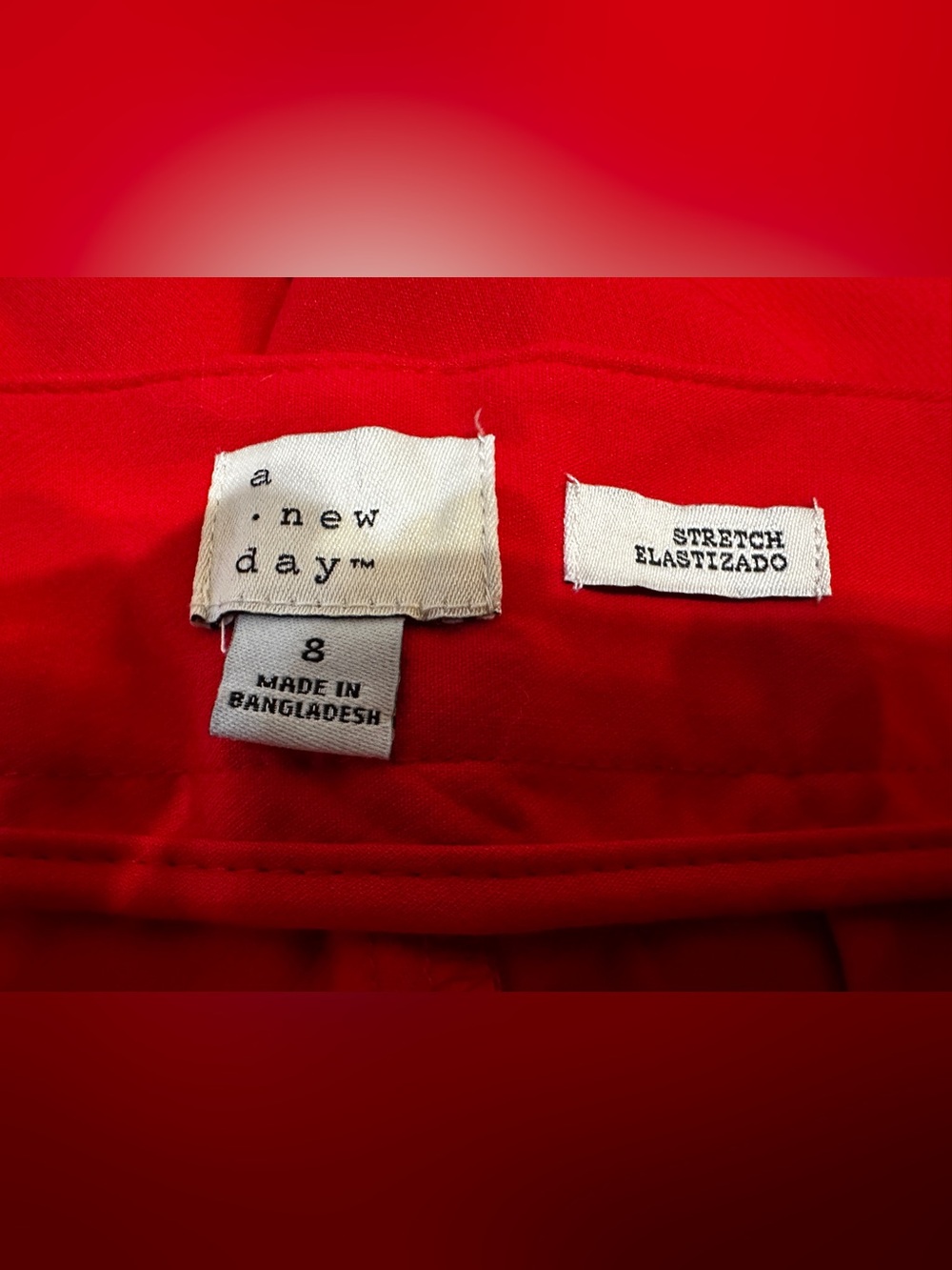 Bright Red Bold High Rise Tailored Dress Shorts Pleated Stretch Size 8 - Picture 8 of 9
